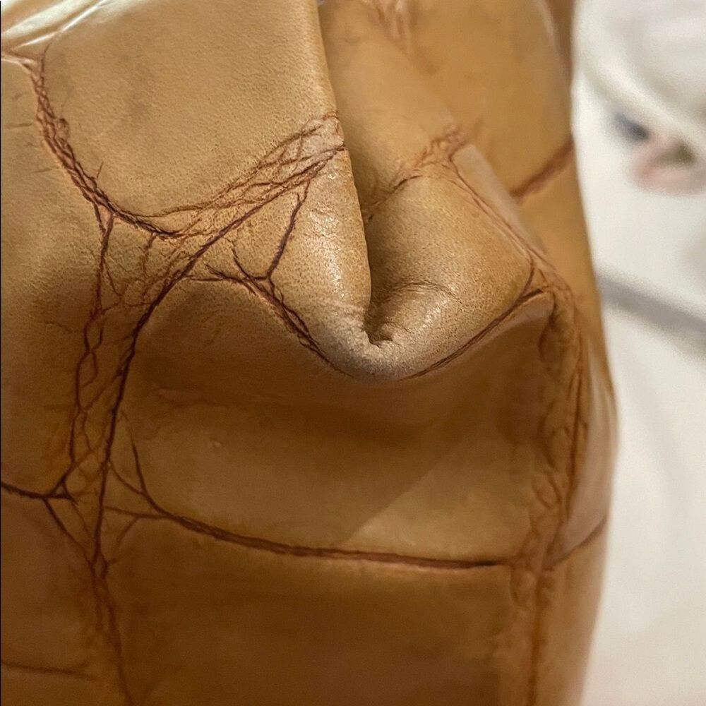 Dooney & Bourke Vintage Tan Croc Embossed Leather Shoulder Tote Bag 13x16 - Picture 13 of 16
